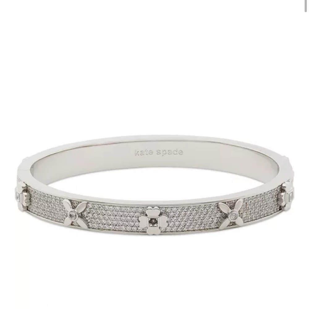 $148 Kate Spade Heritage Bloom Hinged Bangle Silver